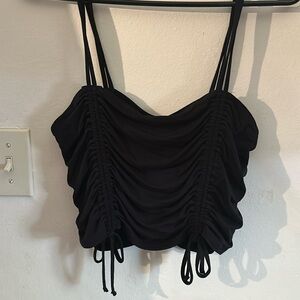 Garage Black double tie crop top